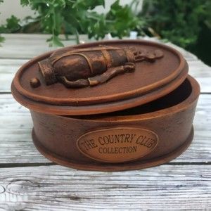 Resin Golf Bag Trinket Box Brown Wangs The Country Club Collection Small Decor